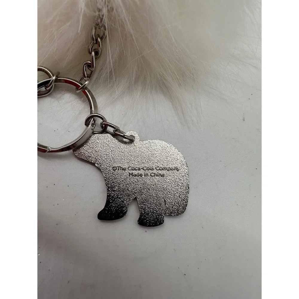 Coca-Cola Polar Bear Pom Pom‎ Keychain Faux Fur Bag Charm Clip